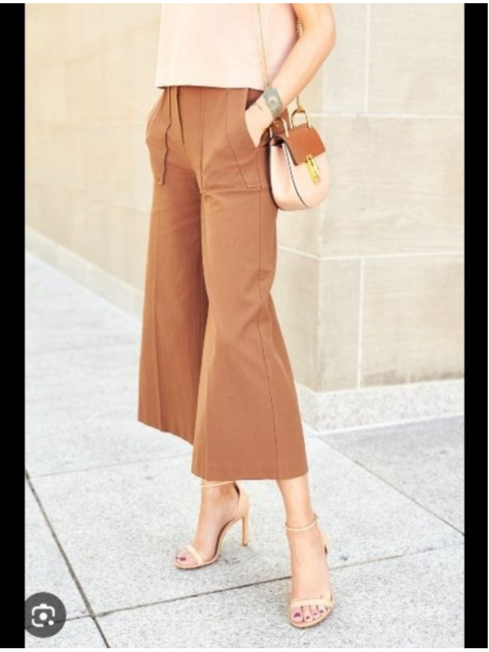 NWOT Ann Taylor Petite Camel Brown Wide Leg Crop Pants 6P Boho Resort Office